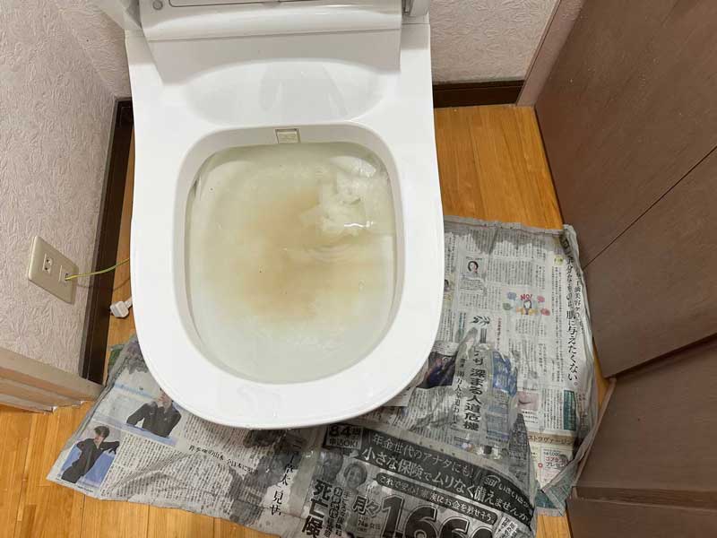 福岡県みやま市トイレ詰まり状況